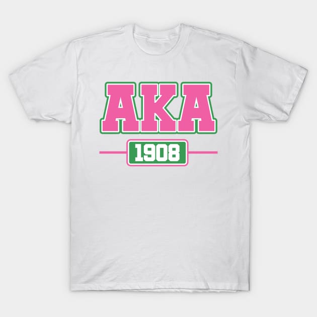 AKA Shirts - AKA Paraphernalia - 1908 - Pink and Green T-Shirt by Pretty Phoxie LLC